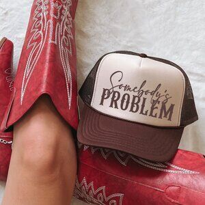 Somebody's Problem Funny Classic Foam Trucker Hat Tan/Brown - NWT